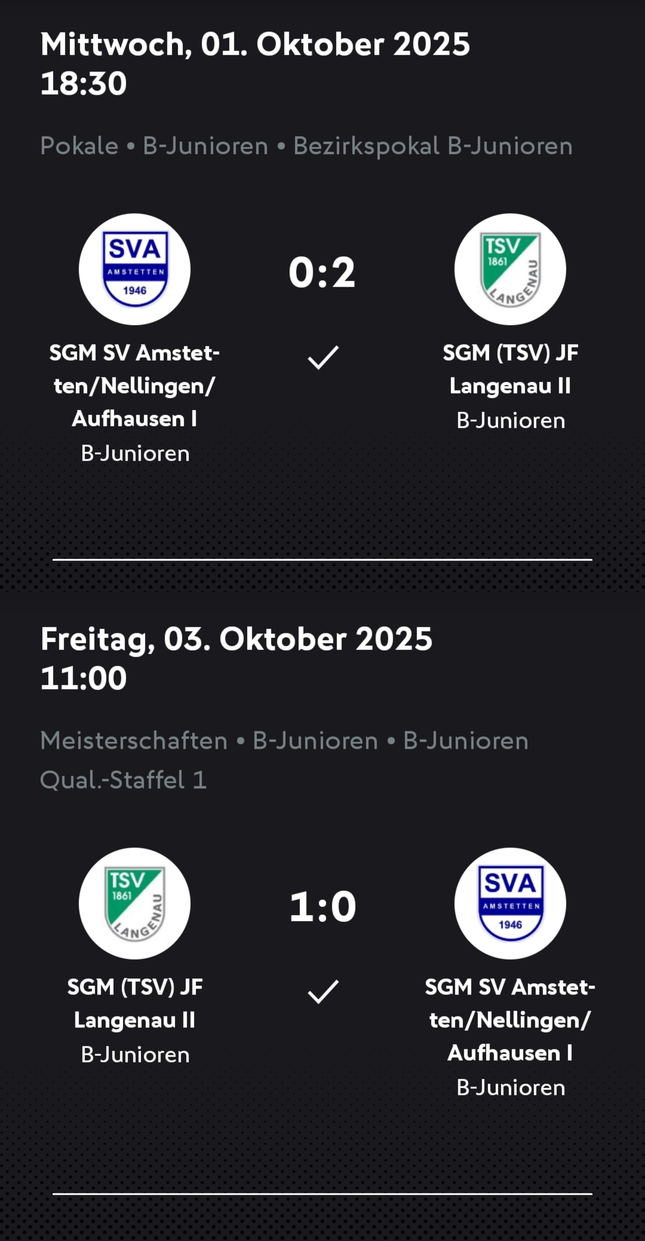 SV Amstetten Berichte B-Jugend